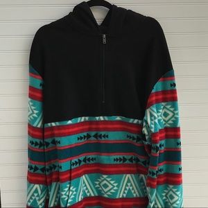 Aztec Print Quarte Zip Fleece Jacket mens XL